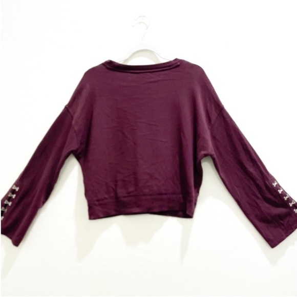 Joe’s Jeans Burgundy Sweatshirt with Embellished Sleeves Small - Picture 4 of 9